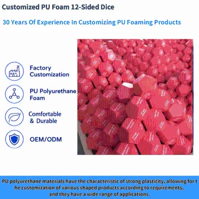 Hot Seller Custom Printing 12 Sided PU Foam Dice Cube Anti Stress Ball Exercise Soft Education Dice Cube for Game ,Yoga, Gym