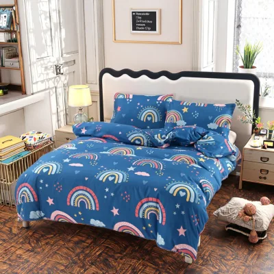 Custom Rainbow Style 3pcs Bed Sheet Set Soft Microfiber Duvet Cover and Pillow Cases Quilt Cover Set for Home Use