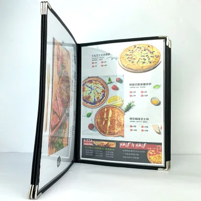 High Quality Custom A4 Size 8-View Menu Classification Folder Wholesale PU Material Presentation Menu