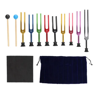 Tuning Forks Set Aluminum Alloy Long Vibration Time Resonant Tuning Fork with Hammer for Healing