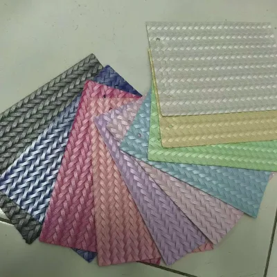 3D Dimensional Embossed Weaving Woven Faux PVC Leather Fabric for Bag Phone case Car