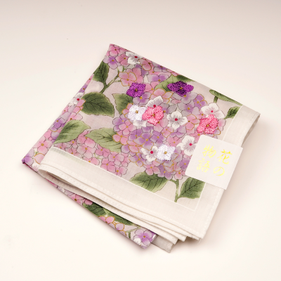 Soft Cotton Handkerchiefs with Elegant Pattern 17 Inches Large Hankies Hydrangea Floral Handkerchief for Women