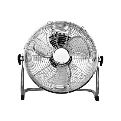12-Inch Silver Metal Floor Fan with Lightweight Stand Cooling Source for Home Hotel or Garage Easy Electric Box Installation