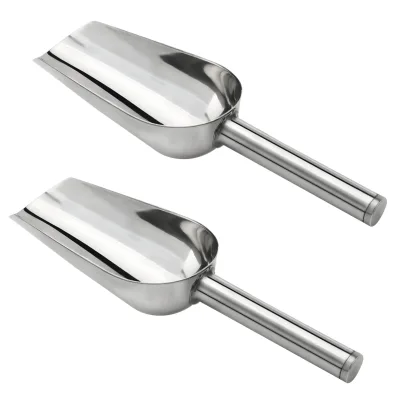 TEKONDA TEK-BS-02 Set 2 Small Ice Scoops Multifunctional Stainless Steel Spoons Dishwasher Safe Silver Bar Party Buffet Kitchen