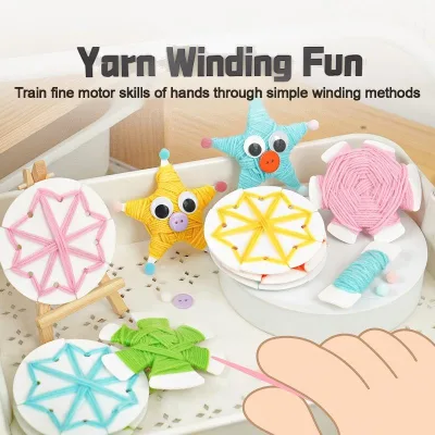 Yarn Winding Fun | Montessori Teaching Aid for Kindergartens, Kids' Creative DIY Handicraft Winding Toy