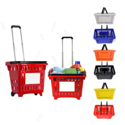 Black Plastic Basket Durable Large-capacity Shopping Cart Used in Supermarket Grocery
