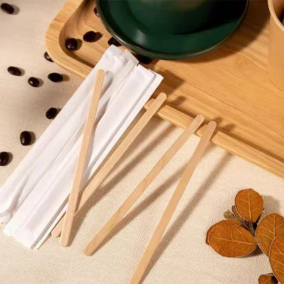 EVERYDAY 11CM 14CM 19CM Nature Color Wooden Coffee Stirrer Hot Drink Stirrers Custom Logo Individual Package Stir Stick