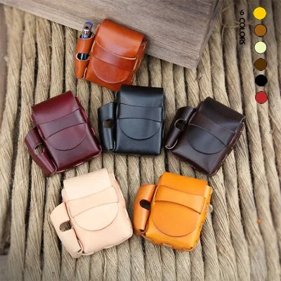 FSW462 Genuine Leather Cigarette Case Lighter Holder for Full Pack