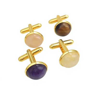 New Arrival European American-Style Trendy Natural Crystal & Rhinestone Amethyst Cufflinks for Suits