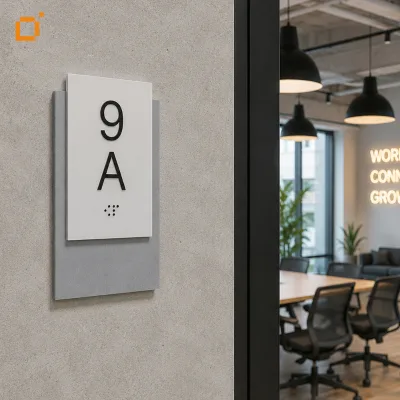 Custom Reception Room Sign Wall logo Sign Grade2 Braille Tactile Plaque for Office Building Indoor Public Wayfinding Signage