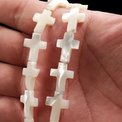 Wholesale Natural White 12x16mm Cross Shell Beads for DIY Handmade Bead Jewelry Making