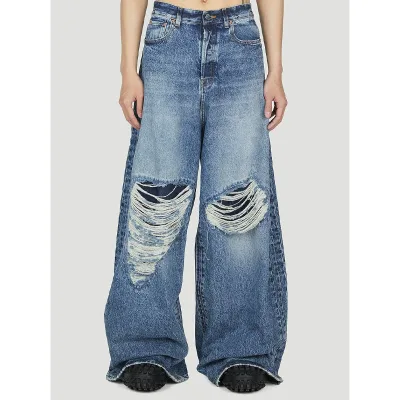 Customized Y2K Black Mens Cargo Pants Mens Denim Baggy Jeans Destroyed Jeans