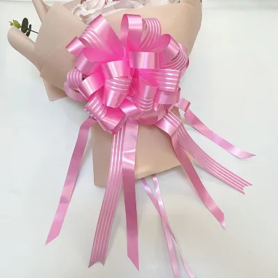 5cm Large Size Striped Two Color Pull Bow Ribbon Floral Ribbons Gift Wrapping for Flowers Christmas Decorative Pull Bow Ribbon