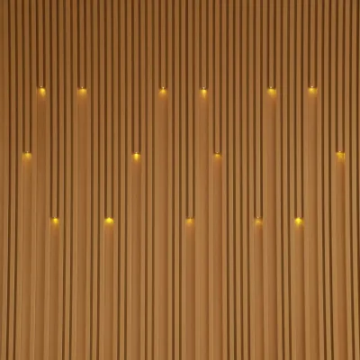 Light Bead WPC Grille Wall Panels Fireproof Eco-Friendly Waterproof Special Shape Board 19.6*18 mm for Interior/Exterior Use