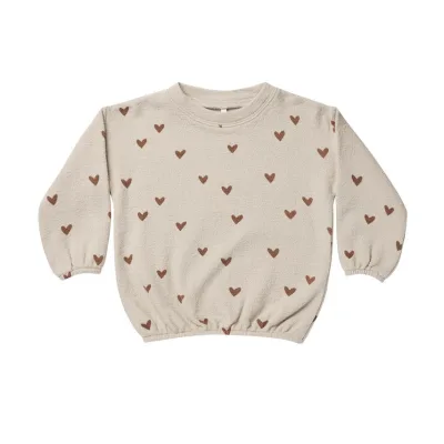 Custom Wholesale Children's Clothing Girls Clothes Casual Sports Sweaters Crew Neck Heart Printed Pullover Top