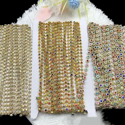 Hot Selling New Sunflower Diy Connected Beads Lace Chain Accessories Plastic Cup Rhinestone Banding