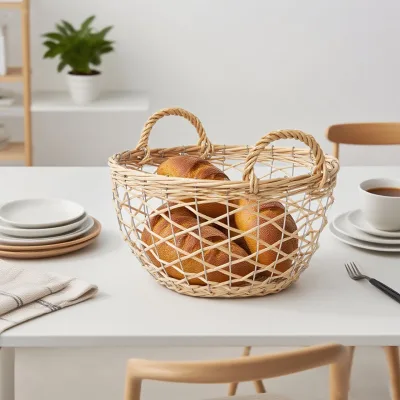 Bamboo Circle Kitchen Garlic Storage Basket Wall-Mounted Hanging Small Miscellaneous Storage Basket