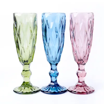 Retro Champagne Flutes With Rhombus Pattern