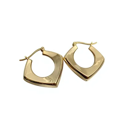 E Hao Jewelry Women's Huggie Earrings Geometric Diamond Simple Large