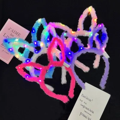 Led Light up Luminous Rabbit Ears Headband with Bag for Party Supplies Gifts Hair Accessories