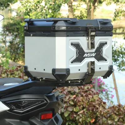 Aluminum 55l Silver Large Capacity Motorcycle Helmet Storage Box Motorcycle Waterproof Luggage with Double Safety Lock