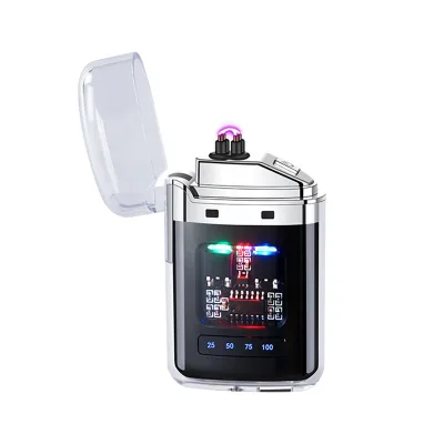 Outdoor Camping Windproof Rechargeable Electric Pulse Lighter with Digital Power Display