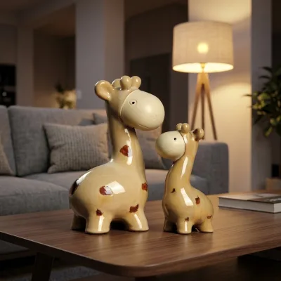 Ceramic Decoration Animals Giraffe Figurine Porcelain Sculptures Statues Crafts Modern Home Decor