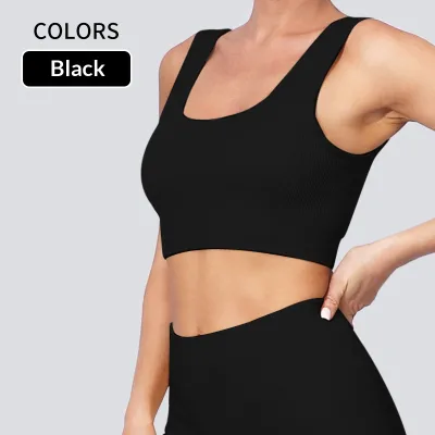 Women Seamless Solid Padded Slim Fit Breathable Nylon Yoga Workout Tank Top