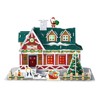 DIY Toy Colorful Educational 3D Puzzle Christmas Theme Building Series With Light