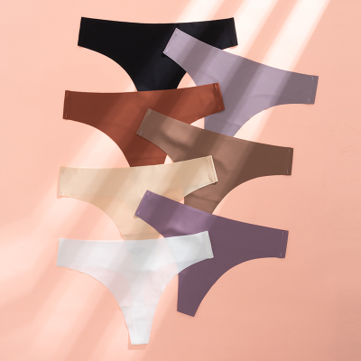 Thongs for Women Seamless Underwear Ice Silk Women Panties Sexy G-string Low-rise Briefs T-back Underpants Lady Panties