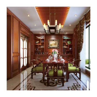Modern Solid Wood Red Oak Red Walnut Wine Rack Home Living Room QD-J4 Cellar Wine Cabinet Factory Price for Dining Room Wine Bar