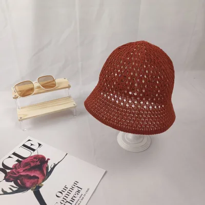 Female Summer Bucket Hats Breathable Knit Sunshade Mesh Woven Denim Jersey for Outdoor Sports Travel Casual Camouflage Cartoon