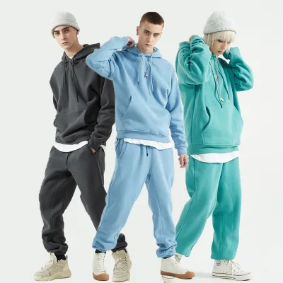 Custom 3d Puff Print Unisex Oversize Crewneck Hoodies 2 Piece Set Mens Sports Hoodie and Sweatpants Set