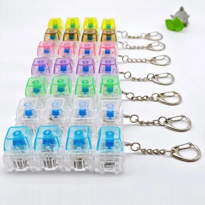 Creativity Decompression Toy Transparent 4 Keyboard Fidget Clicker LED Light Key Chain Bag Charm Accessories Keycap Keychain
