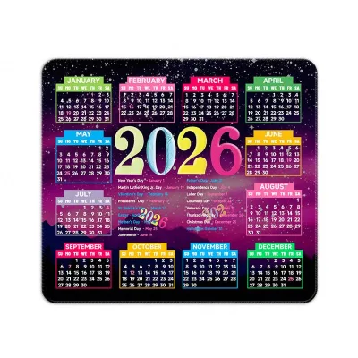 2026 Essential Office Mouse Pad Customizable Mouse Pad Calendar Desk Accessory 3mm Thick Made Rubber Calendar Style Printed