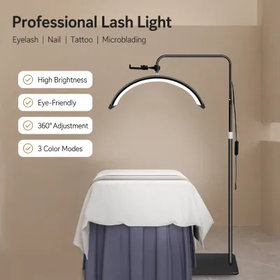 Joystar 36W Half Moon Lash Light CRI90+ Beauty Floor Lamp for Salon Makeup and Eyelash Extension Artists