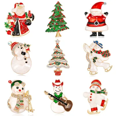 Fashion Christmas Snowman Santa Elk Snowflake Christmas Tree Brooch Women Men Children Brooch Christmas Party Dress Accessories