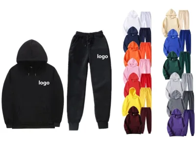 Men's Casual 240g Hoodie Pants Set Pure Polyester Fleece Fabric With Custom Logo Transfer Printing Colorful Design