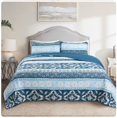 MU High-grade Custom Printed Quilt Cover Set 3-piece Oversized Vintage Quilted Luxury Bedding Set Cotton Indian Print Bedspreads