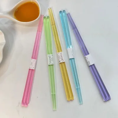 Custom Logo Colorful Bamboo and Plastic Chopsticks with Transparent Design for Tableware or Business Gifts