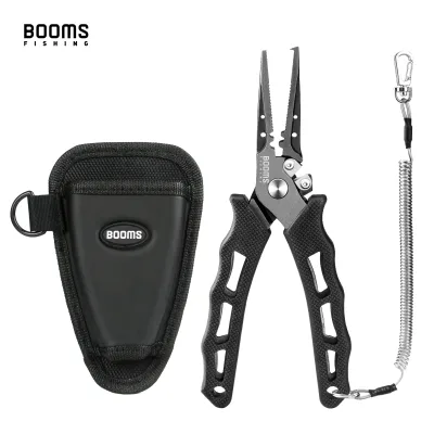 Booms Fishing F07 Saltwater Resistant 420 Stainless Steel PTFE Coated Fishing Pliers Sheath Lanyard Braid/Mono/Fluorocarbon