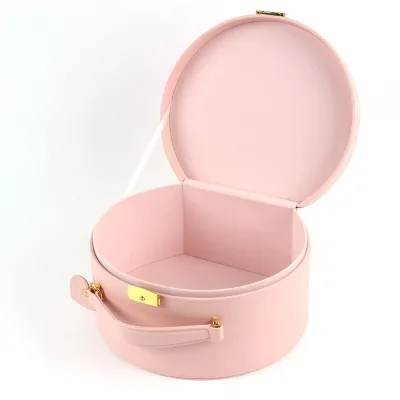 Custom logo Jewelry Packaging Gift Box pink Leather Gift Box Packing for Jewelry Make up Organizer Storage Box Cosmetic
