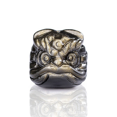 Feng Shui Style PI Xiu Carving Awake lion Carving Gold Silver Obsidian Crystal Carving