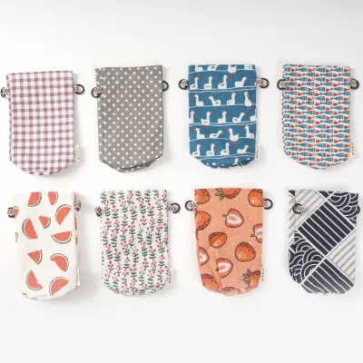 Handle Carry Custom Reusable Cotton and Linen Coffee Cup Sleeve with Strap for Takeaway