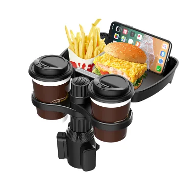 Car Cup Holder Tray 360 Degree Rotation Car Tray Table Phone Clip Car Food Table Organized Adjustable Drink Holder