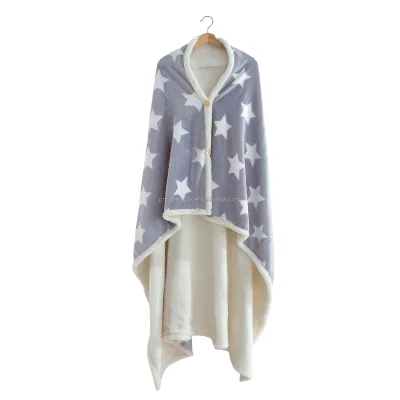 FY 100% Polyester Flannel Fleece Blanket Woven Solid Pattern Soft Warm White Grey Cut Print Throw European for Airplane Recycled