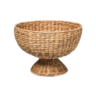 Eco Friendly Water Hyacinth Decorative Table Center in Natural Fiber Woven Hyacinth Fruit Stand Decorative Serving Trays