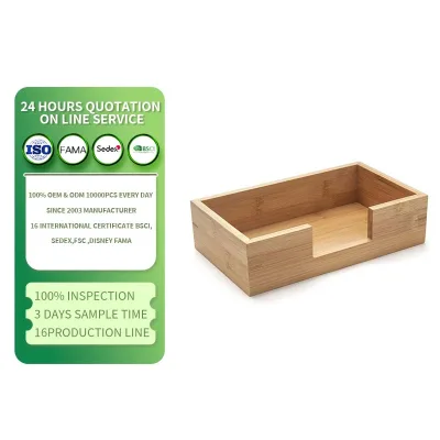 Towel Napkin Holder, Flat Wooden Napkin Holder for Dining Table and Wooden Napkin Basket Tray 9.5 X 5.5 X 2.5 Inches.