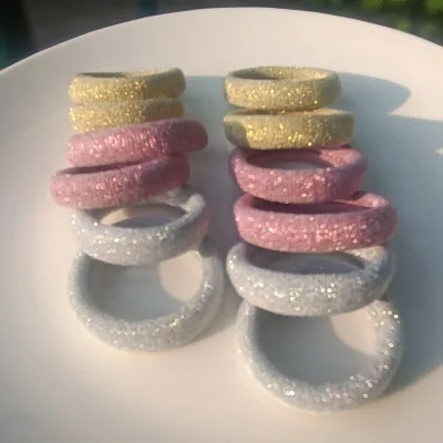 Women Girls Thick and Shiny Glitter Gold and Silver Hair Bands with Wide Hair Ties and Seamless Head Ties