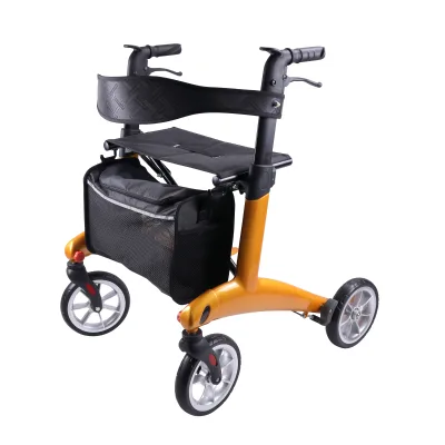 Good Quality Durable Folding Steel Rollator Hand Brake and Storage Bag Walker Rollator With Seat